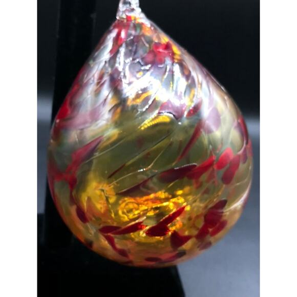 Hand Blown Glass Tear Drop Large Christmas Ornament Outdoor Orb 4.5" Diameter - Picture 3 of 8